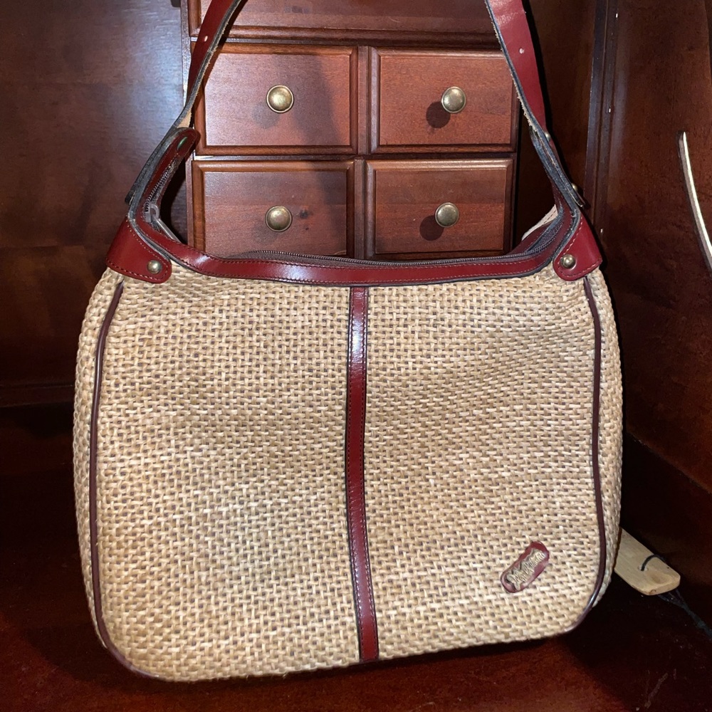 John Romain Jute with Leather Hobo Bag